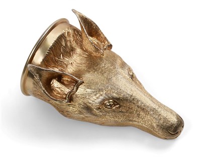 Lot 103 - A George III Silver-Gilt Stirrup-Cup, Maker's Mark Rubbed, London, 1792, realistically modelled...