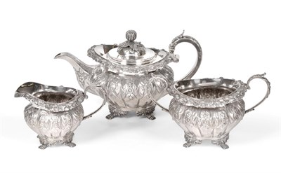 Lot 105 - A Three-Piece George IV Irish Silver Tea-Service, by Edward Power, Dublin, 1828, each piece...