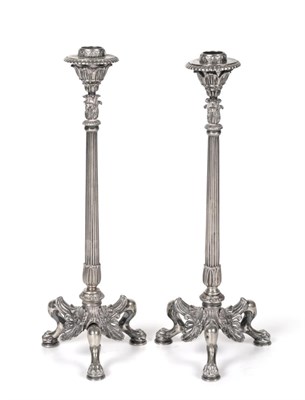 Lot 111 - A pair of Victorian Silver-Plated Candlesticks, by Elkington and Co., Mid-19th Century, each on...