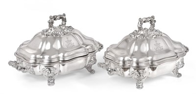 Lot 112 - A Pair of Old Sheffield Plate Entree-Dishes, Covers and Stands, With Crown Mark, Circa 1820,...