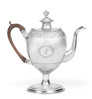 Lot 113 - A George III Silver Coffee-Pot, by Ann Robinson, Newcastle, 1802, tapering and on spreading...