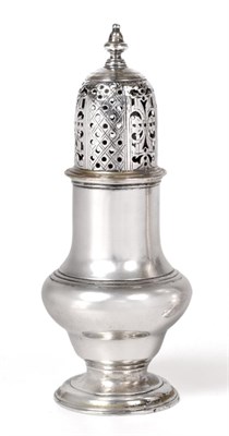Lot 114 - A George III Provincial Silver Caster, by David Crawford, Newcastle, circa 1770, baluster and...