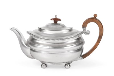 Lot 117 - A George III Silver Teapot, by James Barber and William Whitwell, York, 1821, oblong and on...