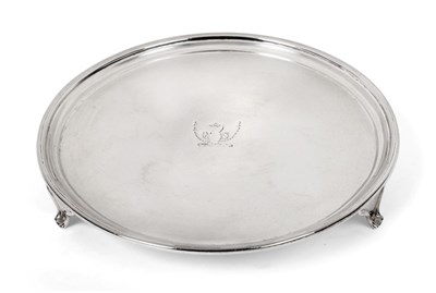 Lot 118 - A George III Silver Waiter, by Robert Cattle and James Barber, York 1807, circular and on three...