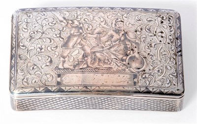 Lot 601 - A Russian Silver and Niello Snuff Box, Moscow, mid 19th century (date worn), of slightly arched...