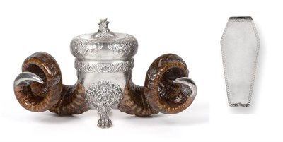 Lot 130 - A George V Silver-Mounted Ram's-Horn Snuff-Mull, by Walker and Hall, Sheffield, 1914, the two...