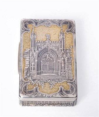 Lot 602 - A French Silver Gilt and Niello Snuff Box, Paris 1819-1838, depicting an entrance to a...