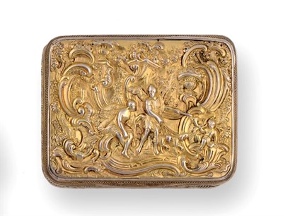 Lot 133 - A George III Silver-Gilt Snuff-Box, by Joseph Ash, London, 1809, oblong, the hinged cover cast...
