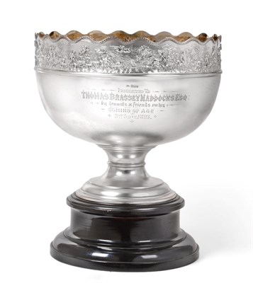 Lot 141 - A Victorian Silver Punch-Bowl, by Walker and Hall, Sheffield, 1897, tapering cylindrical and on...