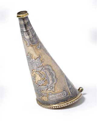 Lot 603 - A Rare Russian Silver Gilt and Niello Breast Feeder, dated 1st July 1800, of conical form with...