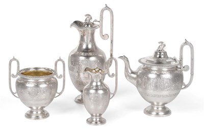 Lot 145 - A Four-Piece Victorian Silver Tea-Service, by Samuel Roberts and Charles Belk, Sheffield, 1871,...