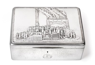 Lot 148 - An Edward VII Silver Presentation Cigar-Box, by Mappin and Webb, London, 1901, oblong, the...