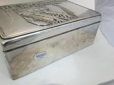 Lot 148 - An Edward VII Silver Presentation Cigar-Box, by Mappin and Webb, London, 1901, oblong, the...
