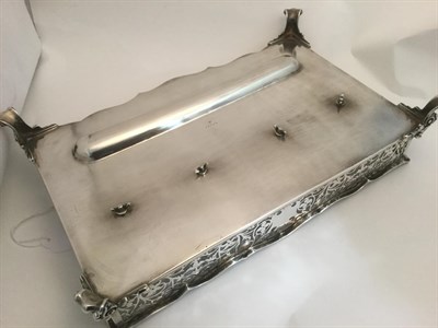 Lot 152 - A George V Silver Inkstand, by William Hutton and Sons, Sheffield, 1912, oblong and on four...