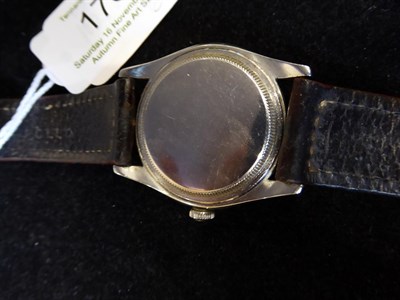 Lot 176 - A Stainless Steel Centre Seconds Wristwatch, signed Rolex, Oyster, Shock Resisting, ref: 6082,...