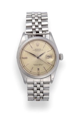 Lot 178 - A Stainless Steel Automatic Calendar Centre Seconds Wristwatch, signed Rolex, Oyster Perpetual,...