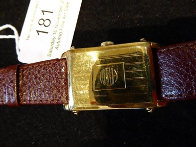 Lot 181 - An Unusual Art Deco 18ct Gold Flip Top Rectangular Wristwatch, signed Longines, circa 1927,...
