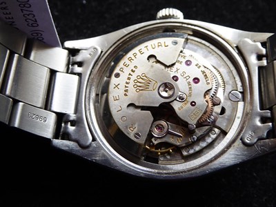 Lot 186 - A Rare Stainless Steel Automatic Centre Seconds Wristwatch, signed Rolex, Oyster, Perpetual,...