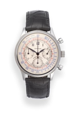 Lot 187 - A Stainless Steel Automatic Calendar Chronograph Wristwatch, signed Eterna, model: Eterna-Matic...
