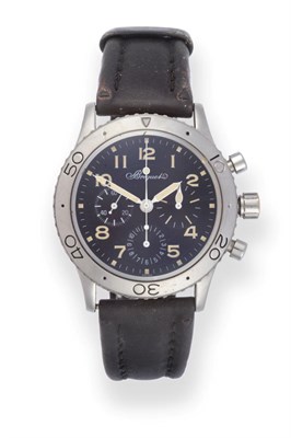 Lot 189 - A Stainless Steel Automatic Chronograph Wristwatch, signed Breguet, model: Type XX Aeronavale, ref