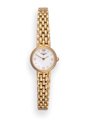 Lot 193 - A Lady's 18ct Gold Wristwatch, signed Longines, ref: L6 107 6, circa 2008, quartz movement,...