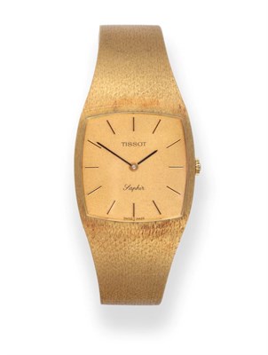 Lot 194 - An 18ct Gold Wristwatch, signed Tissot, model: Saphir, circa 1980, (calibre 2541) lever...
