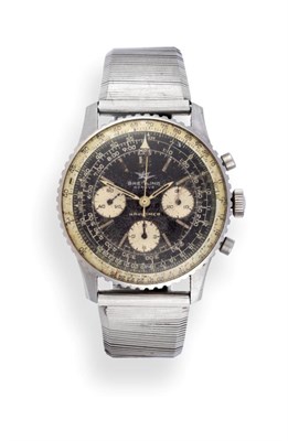 Lot 201 - A Stainless Steel Chronograph Wristwatch, signed Breitling, Geneve, model: Navitimer, ref: 806,...