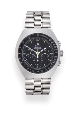 Lot 203 - A Stainless Steel Chronograph Wristwatch, signed Omega, model: Speedmaster Professional Mark...