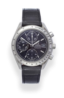 Lot 205 - A Stainless Steel Automatic Calendar Chronograph Wristwatch, signed Omega, model: Speedmaster Date