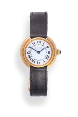 Lot 208 - A Lady's 18ct Gold Wristwatch, signed Cartier, model: Vendome, circa 1979, lever movement...