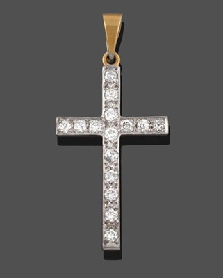 Lot 272 - An 18 Carat Gold Diamond Cross Pendant, set throughout with round brilliant cut diamonds, in...