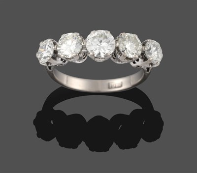 Lot 298 - A Diamond Five Stone Ring, the graduated round brilliant cut diamonds in white claw settings,...