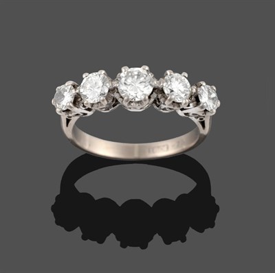 Lot 301 - A Diamond Five Stone Ring, the graduated round brilliant cut diamonds in white claw settings,...