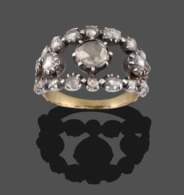 Lot 324 - A Georgian Diamond Ring, a two-row curved half hoop of rose cut diamonds with three graduated...