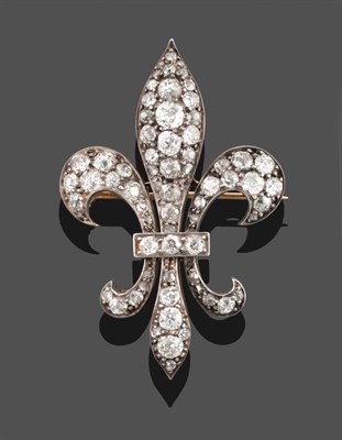 Lot 372 - A Diamond Set Fleur-de-Lys Brooch, set throughout with old cut diamonds, total estimated...