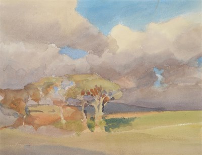 Lot 507 - Archibald Knox (1864-1933)  Landscape with trees, Isle of Man Watercolour, 41.5cm by 54cm   See...