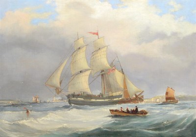 Lot 513 - Circle of George Chambers (1803-1840)  Schooner and other shipping vessels off the coast  With...