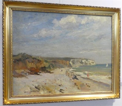 Lot 521 - Bertram Priestman RA, ROI, NEAC, IS (1868-1951) Sunlit beach scene at low tide Signed and dated...
