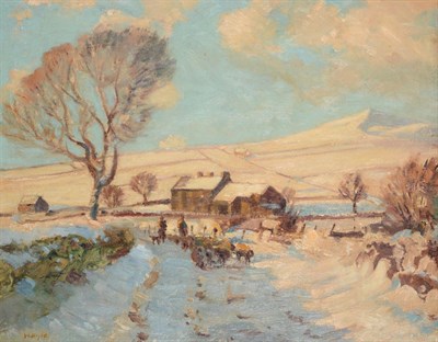 Lot 531 - Herbert Royle (1870-1958) Dales farm in winter  Signed, oil on board, 38.5cm by 49cm  Artist's...