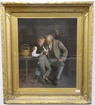 Lot 536 - Charles Moreau (1830-1891) French Reading Time Signed, oil on panel, 59.5cm by 49.5cm See...
