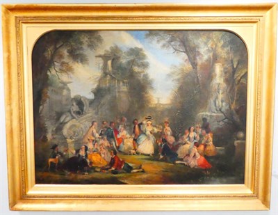 Lot 537 - Attributed to Henry Andrews (1794-1868)  Fête champêtre and a game of blind man's bluff  Oil...