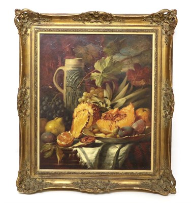 Lot 560 - William Duffield (1816-1863) Still life of fruits, vine leaves and a tankard Signed, oil on canvas