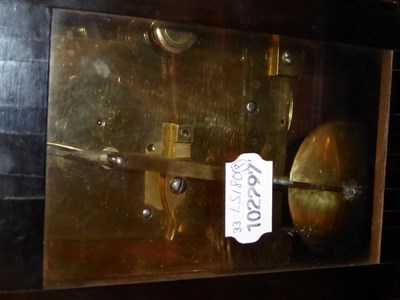 Lot 576 - A Small Ebony Veneered Mantel Timepiece, signed Hudson Fox, Beverley, circa 1840, stepped pediment