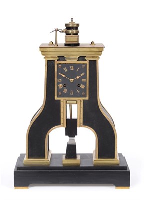 Lot 577 - An Industrial ''Steam Hammer'' Striking Novelty Mantel Clock, signed Guilmet, Paris, circa...