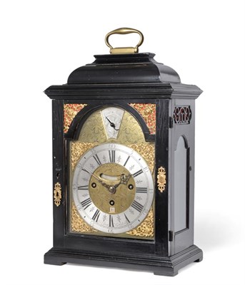 Lot 580 - ~ A George II Ebony Veneered Quarter Chiming Table Clock, signed Joseph Green, North Shields, circa