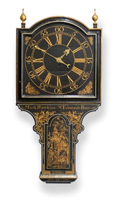 Lot 583 - ~ A Good Chinoiserie Drop Dial Tavern Clock, signed Mark Hawkins, Bury St Edmunds, mid-18th...