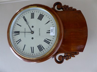 Lot 585 - An Oak Striking Drop Dial Wall Clock, signed Leffler, Bristol, circa 1870, side and bottom...
