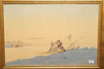 Lot 636 - Augustus Osbourne Lamplough (1877-1930) "Evening at the Oasis" Signed and dated 1902, pencil...