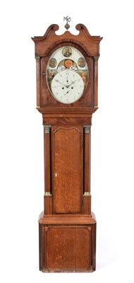 Lot 594 - ~ An Oak and Mahogany Eight Day Oval Dial Longcase Clock, signed Wm Nicholas, Birmingham, circa...