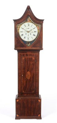 Lot 595 - ~ A Scottish Mahogany Eight Day Centre Seconds Longcase Clock with an Unusual Shield Shaped...